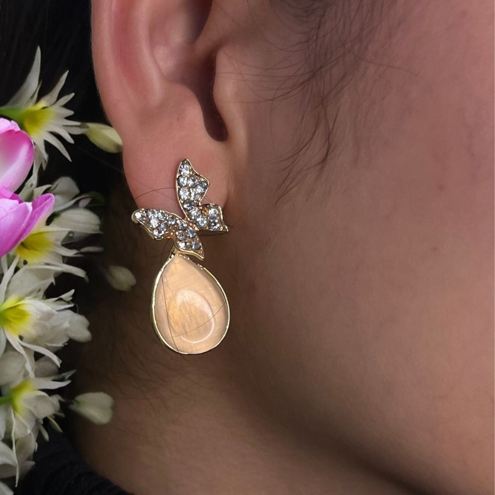 Butterfly Drop Earring - Rose Gold