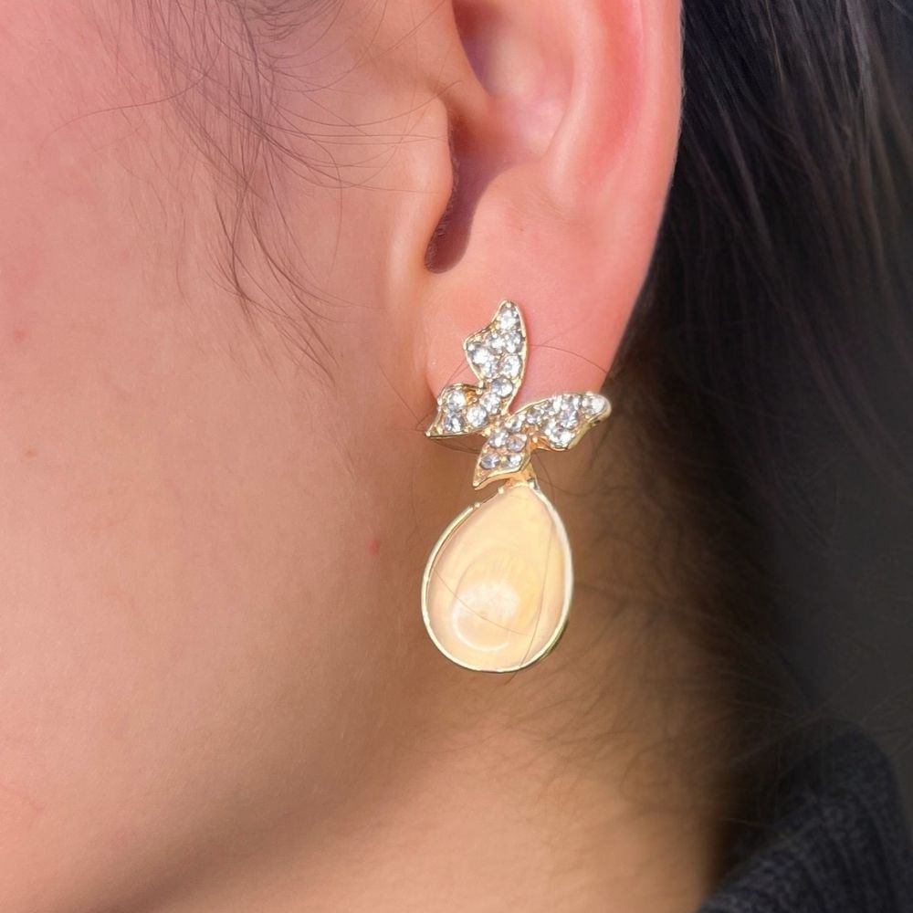 Butterfly Drop Earring - Rose Gold