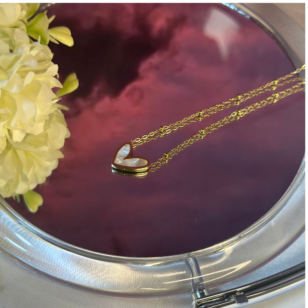 Marbled Heart Necklace  - 18K Gold Plated