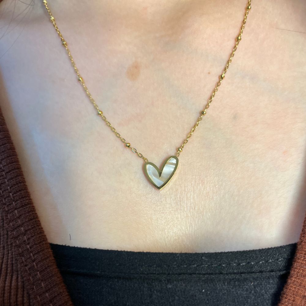 Marbled Heart Necklace  - 18K Gold Plated