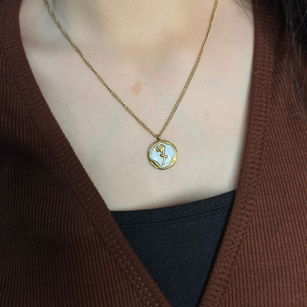 Glazed  Embeded Necklace - 18K Gold Plated