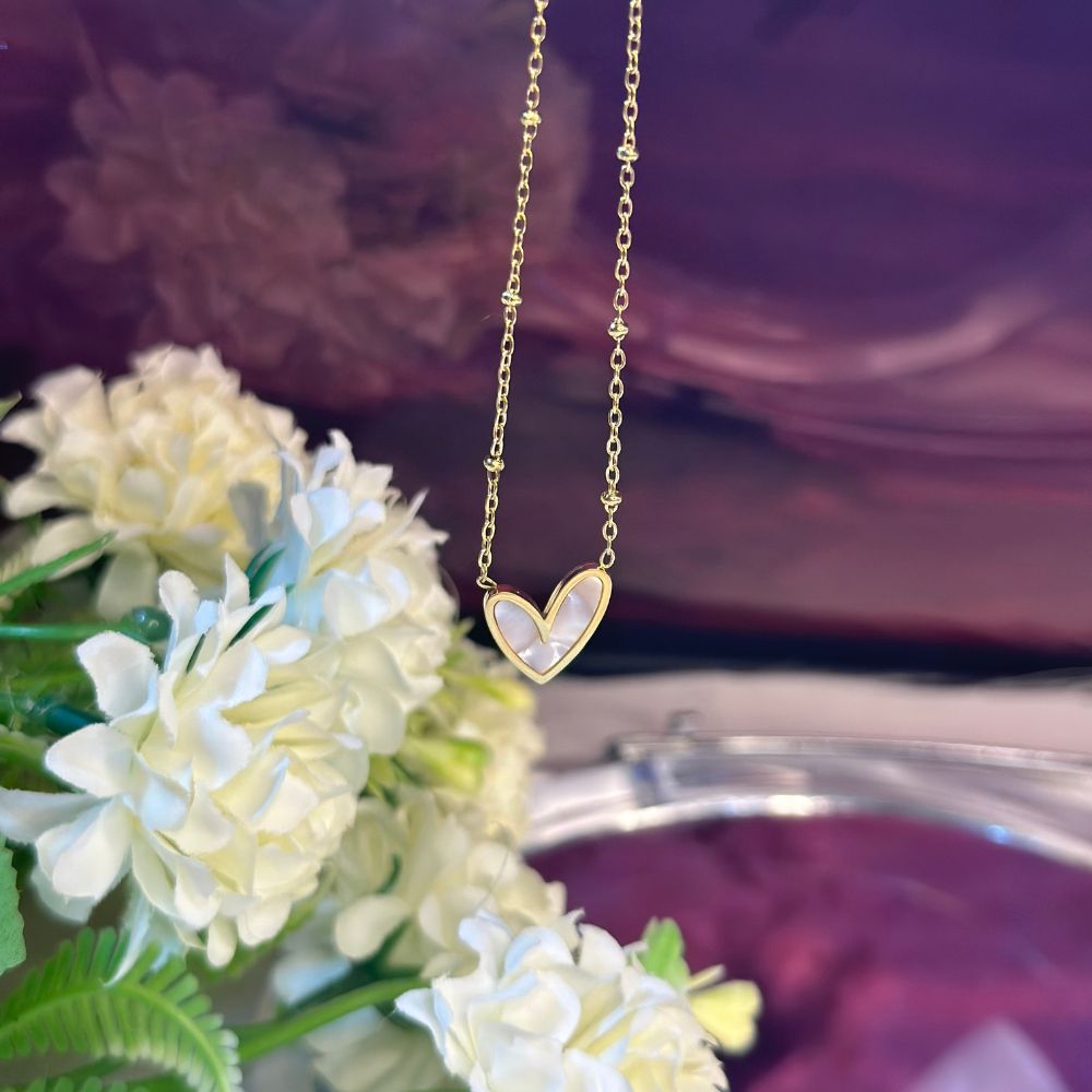 Marbled Heart Necklace  - 18K Gold Plated