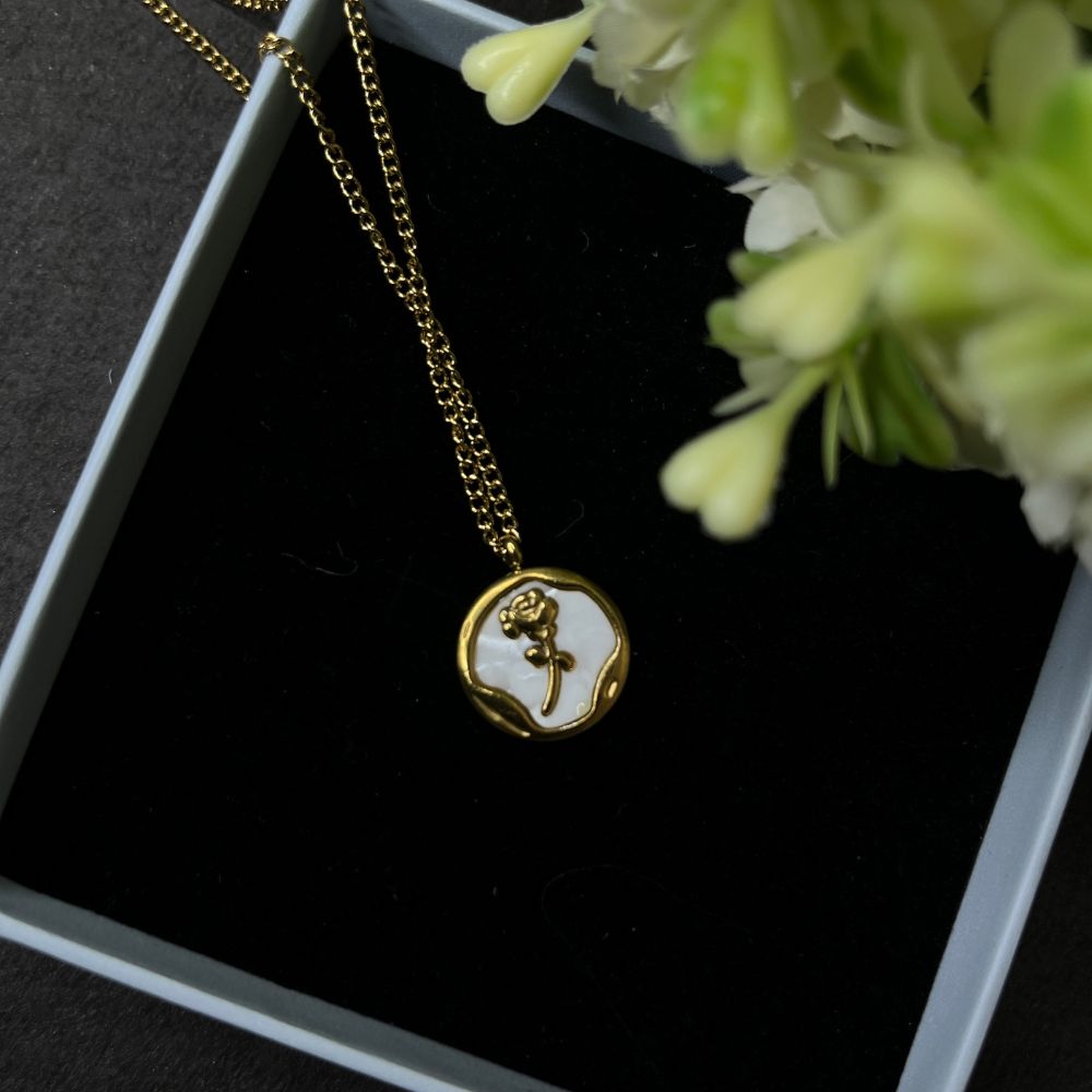 Glazed  Embeded Necklace - 18K Gold Plated