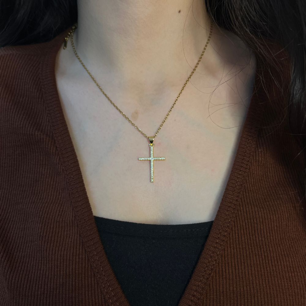 Cross Necklace - 18K Gold Plated