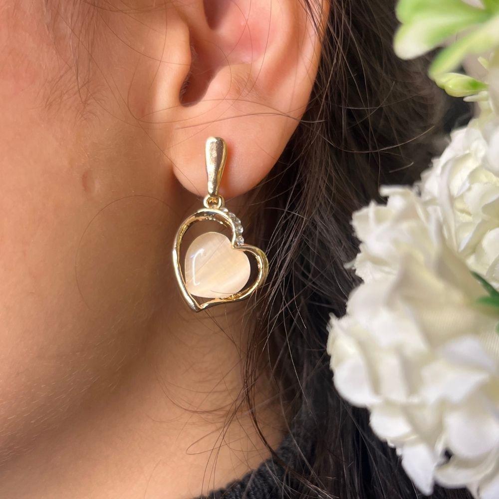 Double Heart Earring - Rose Gold