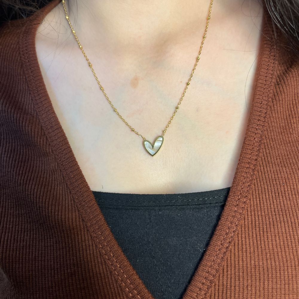Marbled Heart Necklace  - 18K Gold Plated