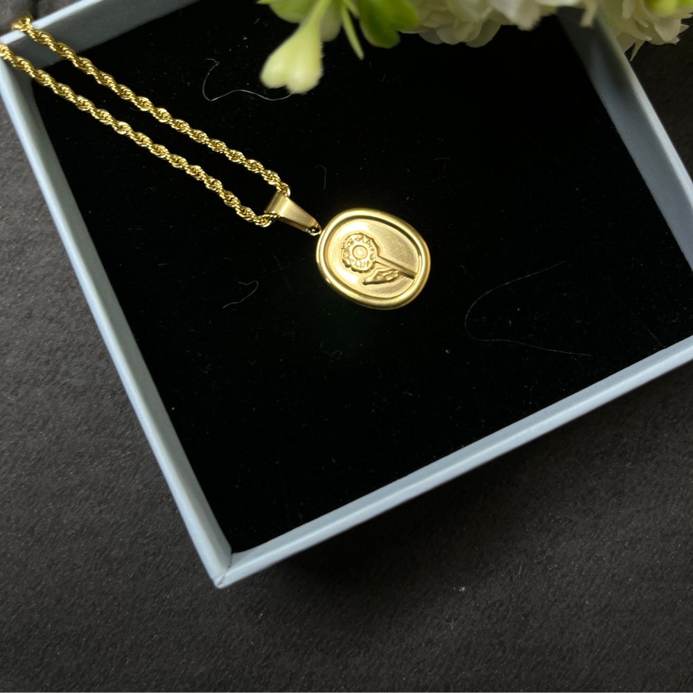 Glazed  Embeded Necklace - 18K Gold Plated
