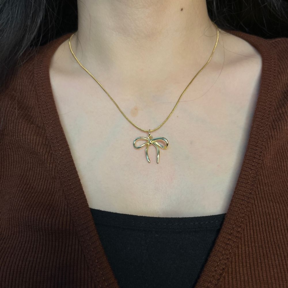 Bow Necklace - 18K Gold Plated
