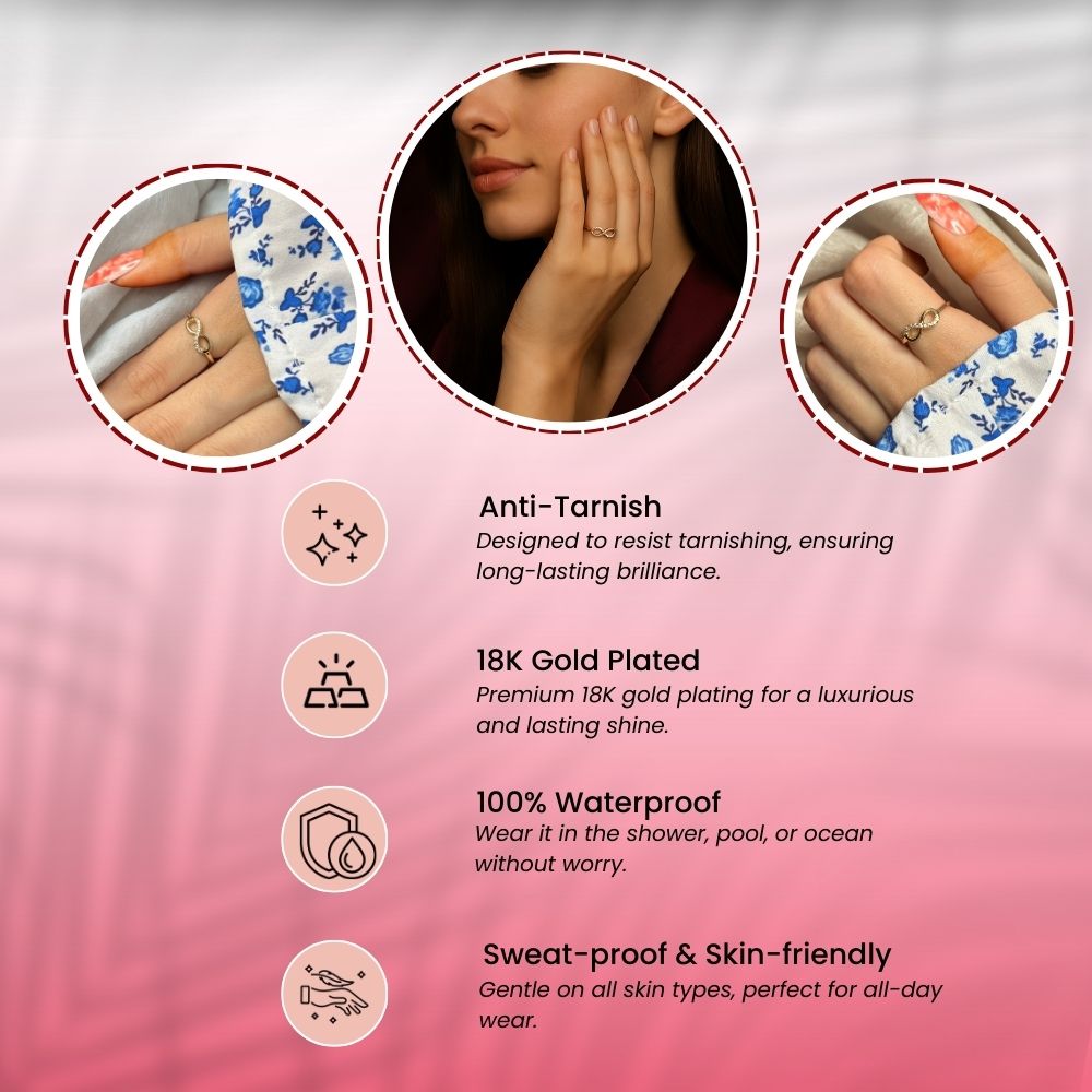 Infinity Rose Gold Adjustable Ring - 18K Gold Plated
