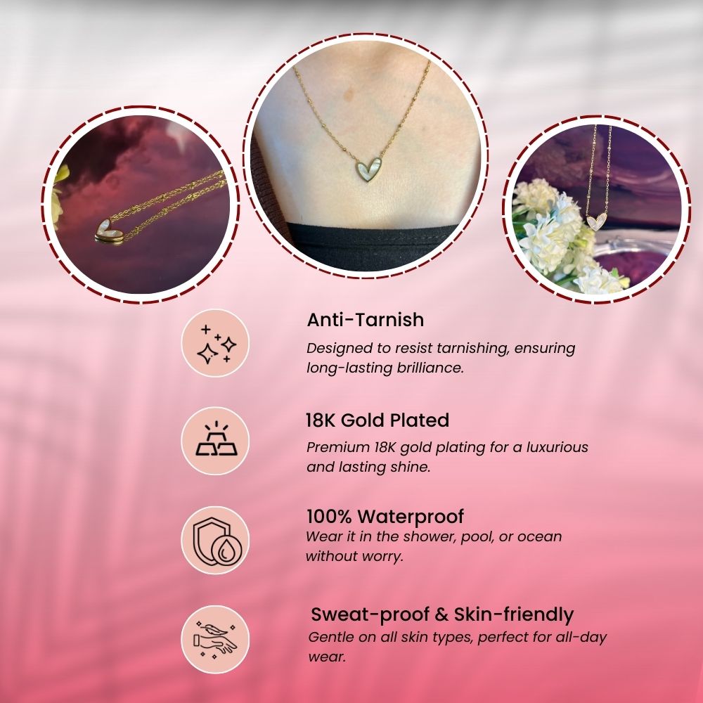 Marbled Heart Necklace  - 18K Gold Plated