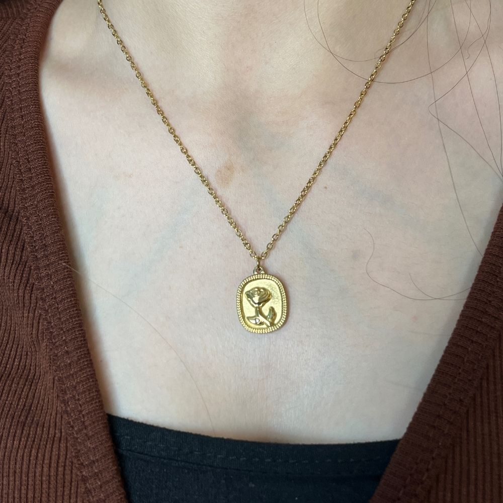 Glazed  Embeded Necklace - 18K Gold Plated