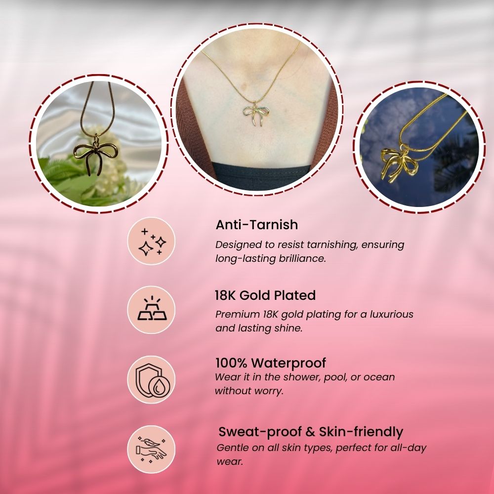Bow Necklace - 18K Gold Plated