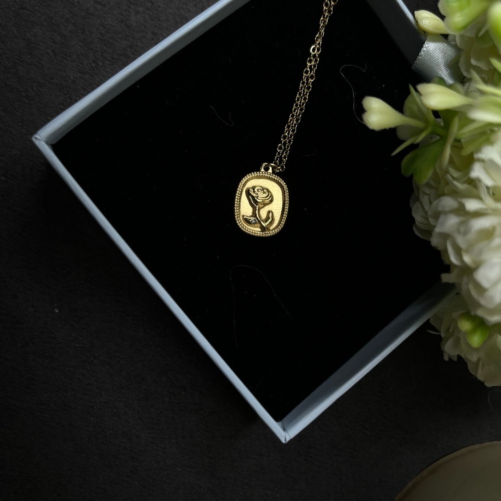Glazed  Embeded Necklace - 18K Gold Plated