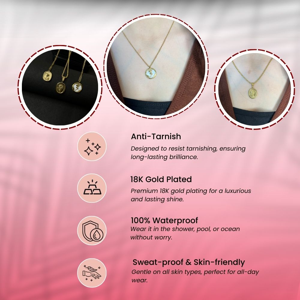 Glazed  Embeded Necklace - 18K Gold Plated